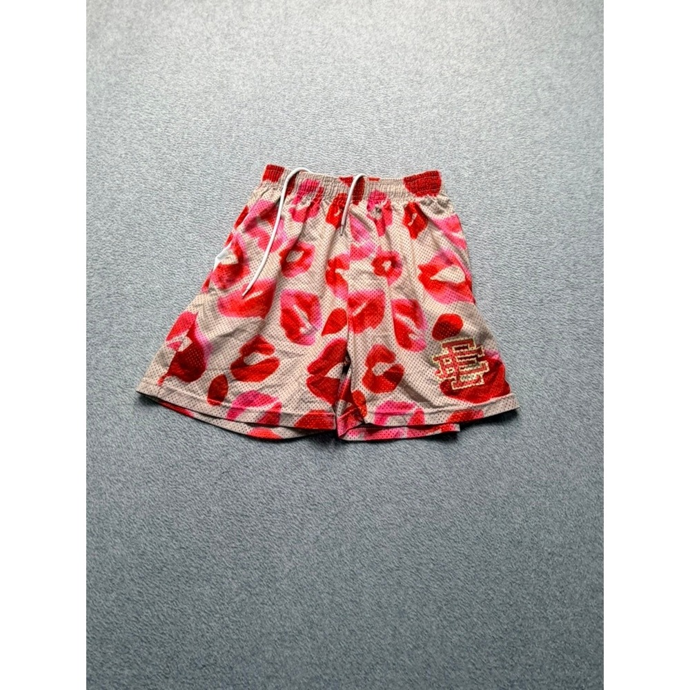 Eric Emanuel EE Basic Short Lips Tan Red Pink Mesh Streetwear Basketball Shorts
